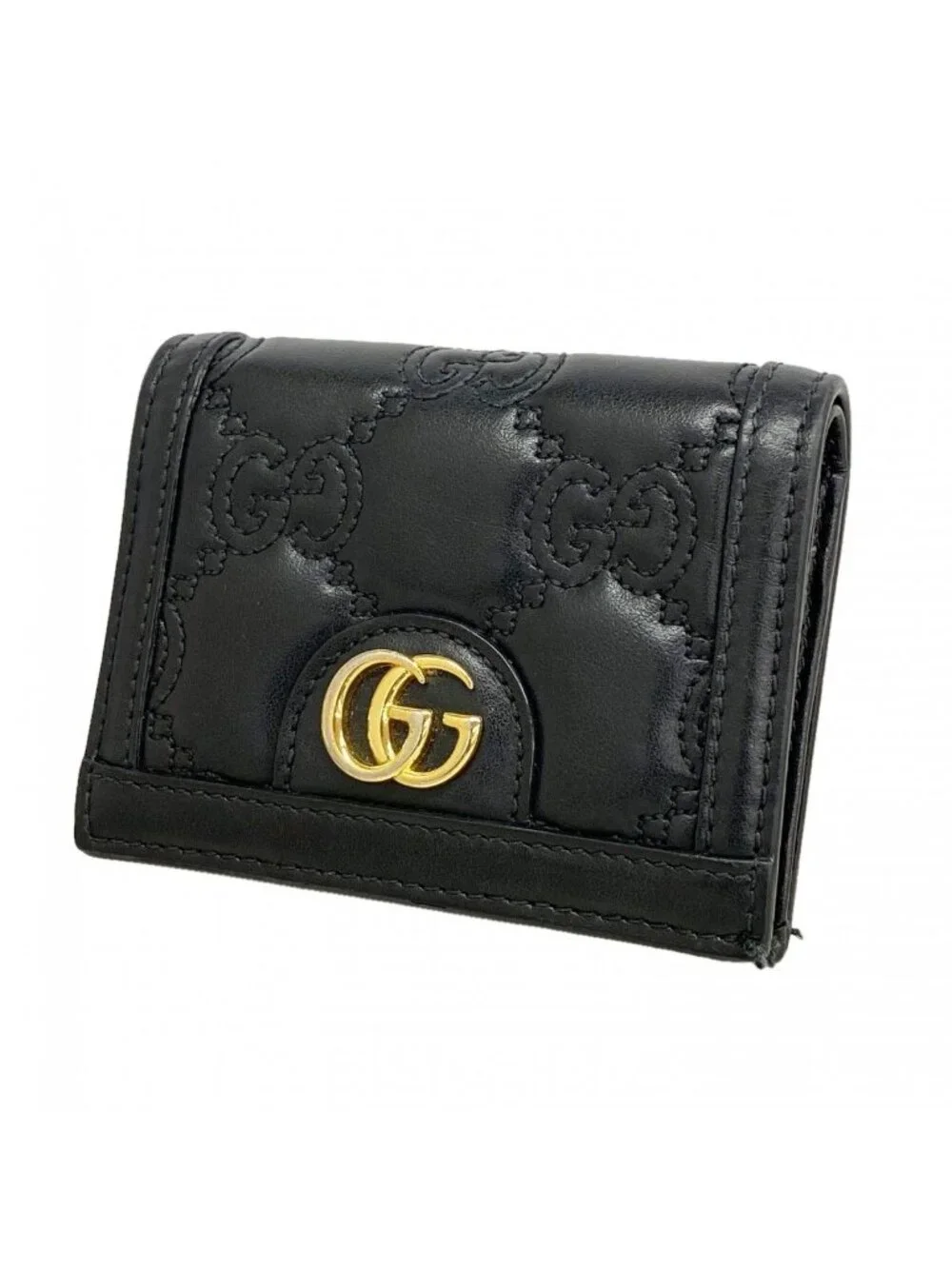 Gucci Wallet GG Matelasse Leather Black Gold - Picture 1 of 8